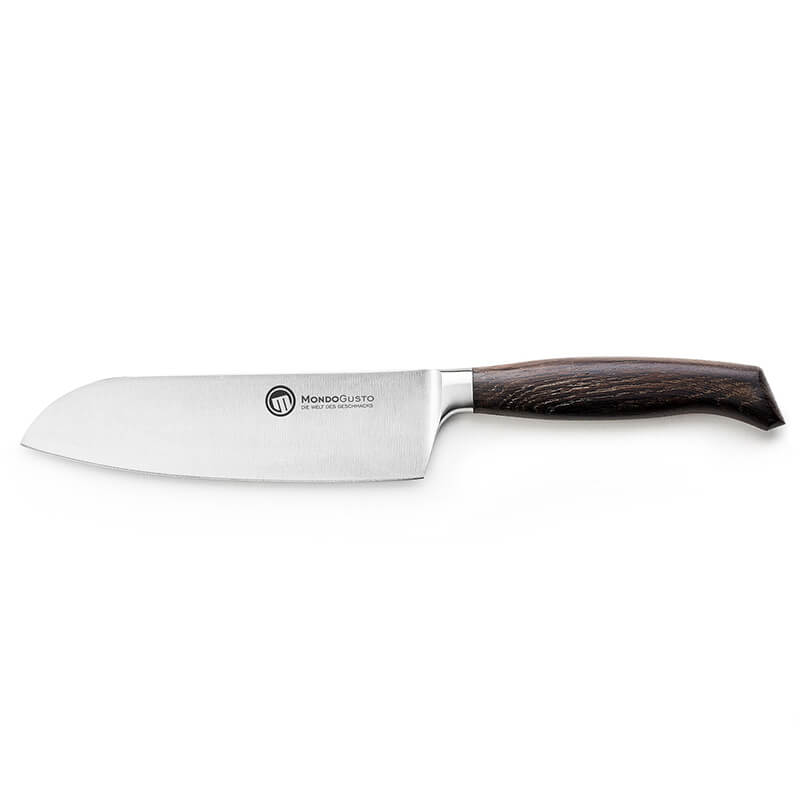 Mondogusto Santokumesser 16 cm rostfrei, Griff Eiche geräuchert weitere Ansicht Mondogusto Santokumesser 16 cm rostfrei, Griff Eiche geräuchert