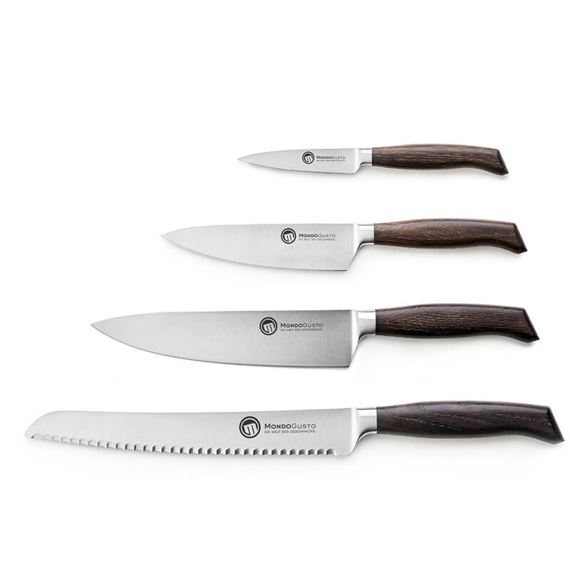 Mondogusto Messerset C 4-teilig, Griff Eiche geräuchert weitere Ansicht Mondogusto Messerset C 4-teilig, Griff Eiche geräuchert