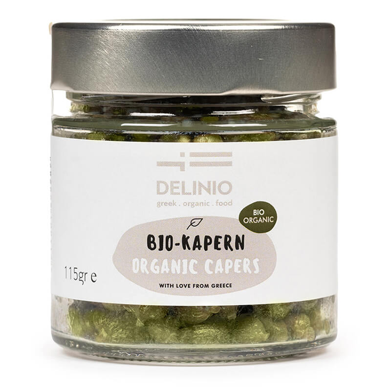 Kapern in Meersalz Bio aus Griechenland von DELINIO, 115 g
