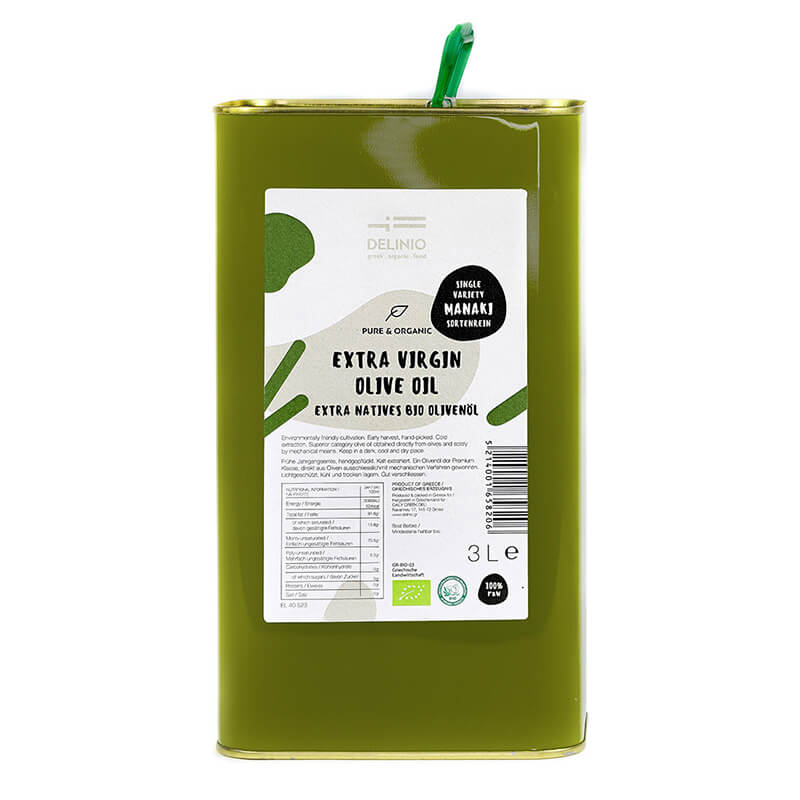 Manaki extra Natives Olivenöl Bio aus Griechenland von DELINIO, 3 l