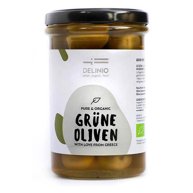 Grüne Oliven Bio aus Griechenland von DELINIO, 314 g