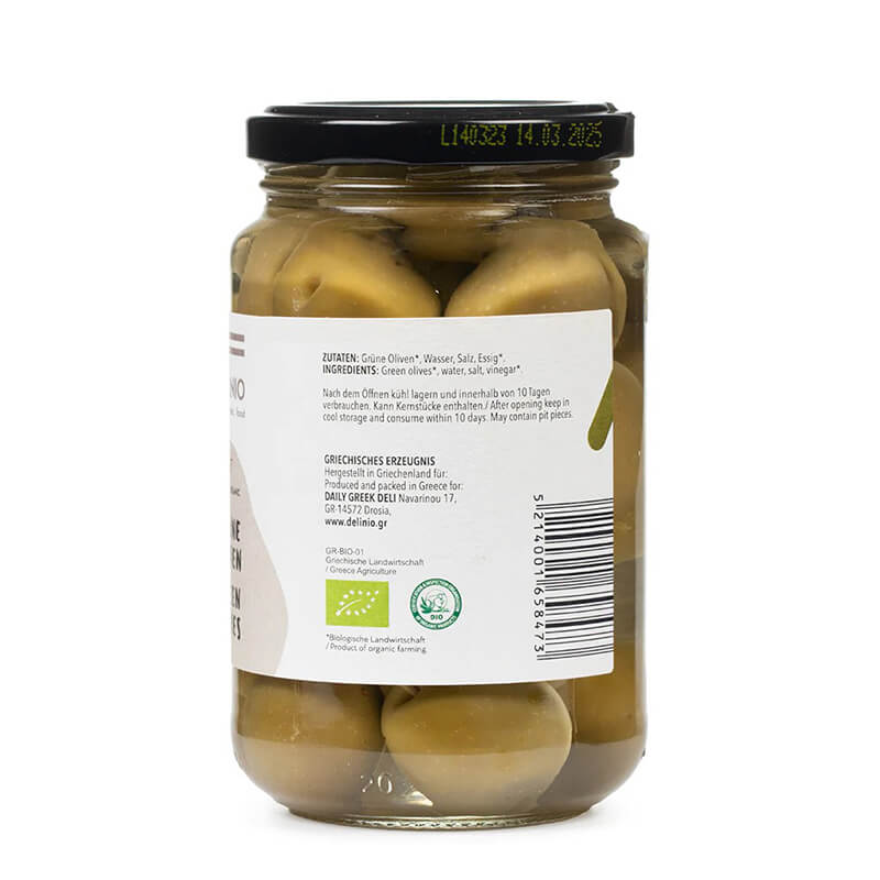 Grüne Oliven Bio aus Griechenland von DELINIO, 350 g weitere Ansicht Grüne Oliven Bio aus Griechenland von DELINIO, 350 g