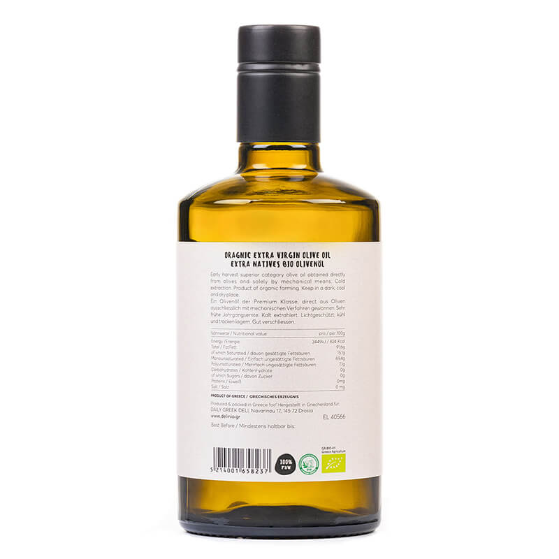 Athinoelia / Koroneiki Premium Natives Olivenöl extra Bio aus Griechenland von DELINIO, 500 ml weitere Ansicht Athinoelia / Koroneiki Premium Natives Olivenöl extra Bio aus Griechenland von DELINIO, 500 ml