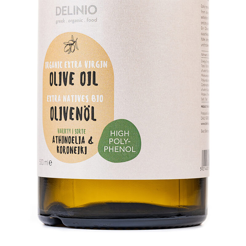 Athinoelia / Koroneiki Premium Natives Olivenöl extra Bio aus Griechenland von DELINIO, 500 ml weitere Ansicht Athinoelia / Koroneiki Premium Natives Olivenöl extra Bio aus Griechenland von DELINIO, 500 ml