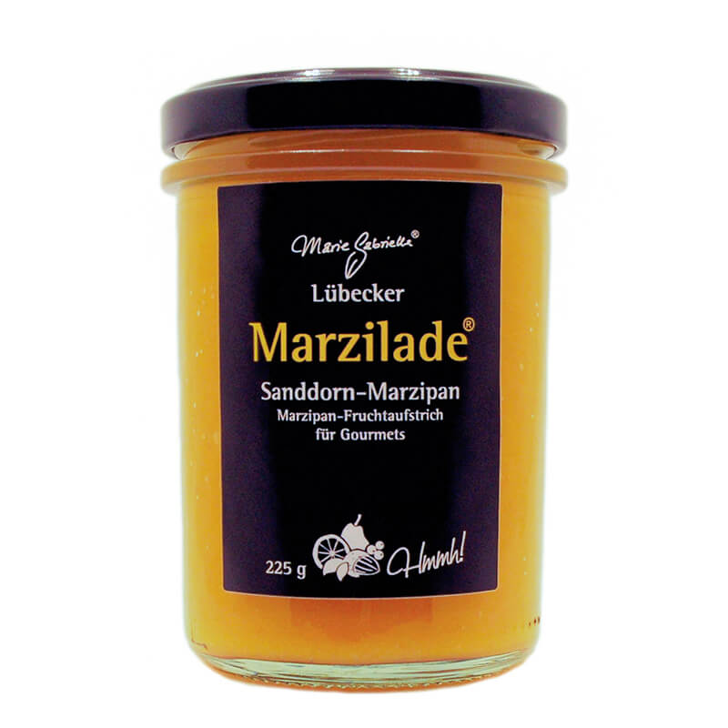 Lübecker Marzilade Sanddorn-Marzipan Fruchtaufstrich für Gourmets, 225 g