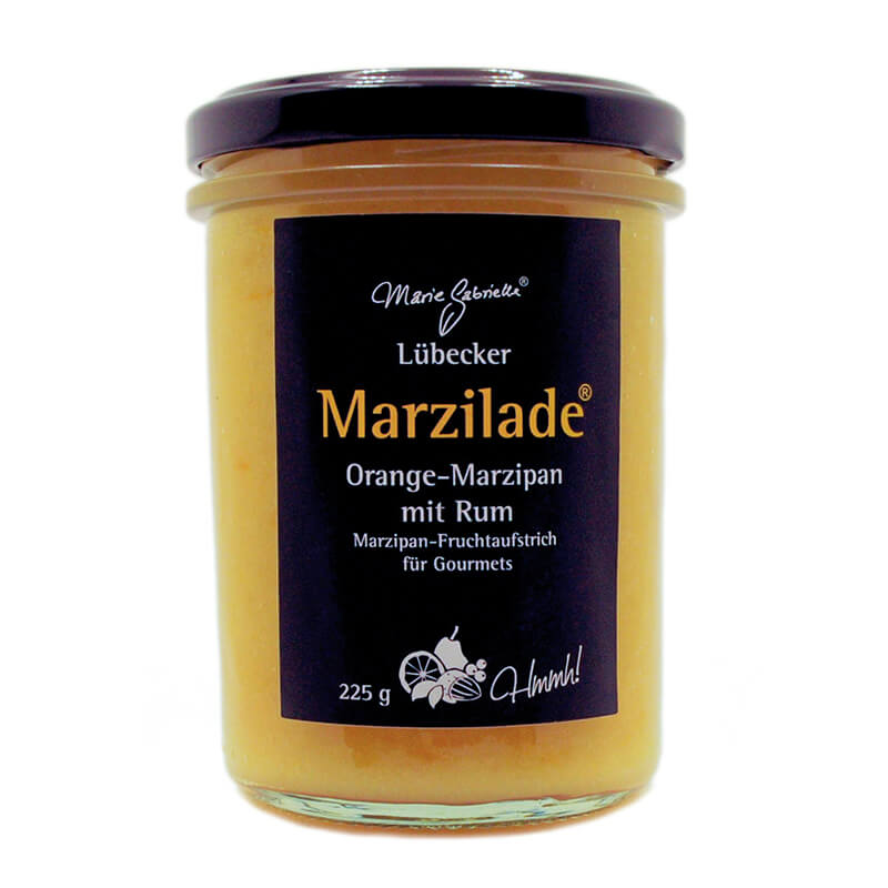 Lübecker Marzilade Orange-Rum-Marzipan Fruchtaufstrich für Gourmets, 225 g
