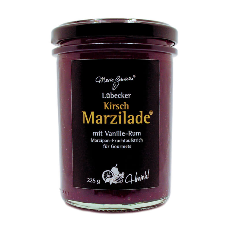 Lübecker Marzilade Kirsch Vanille Rum-Marzipan Fruchtaufstrich für Gourmets, 225 g weitere Ansicht Lübecker Marzilade Kirsch Vanille Rum-Marzipan Fruchtaufstrich für Gourmets, 225 g