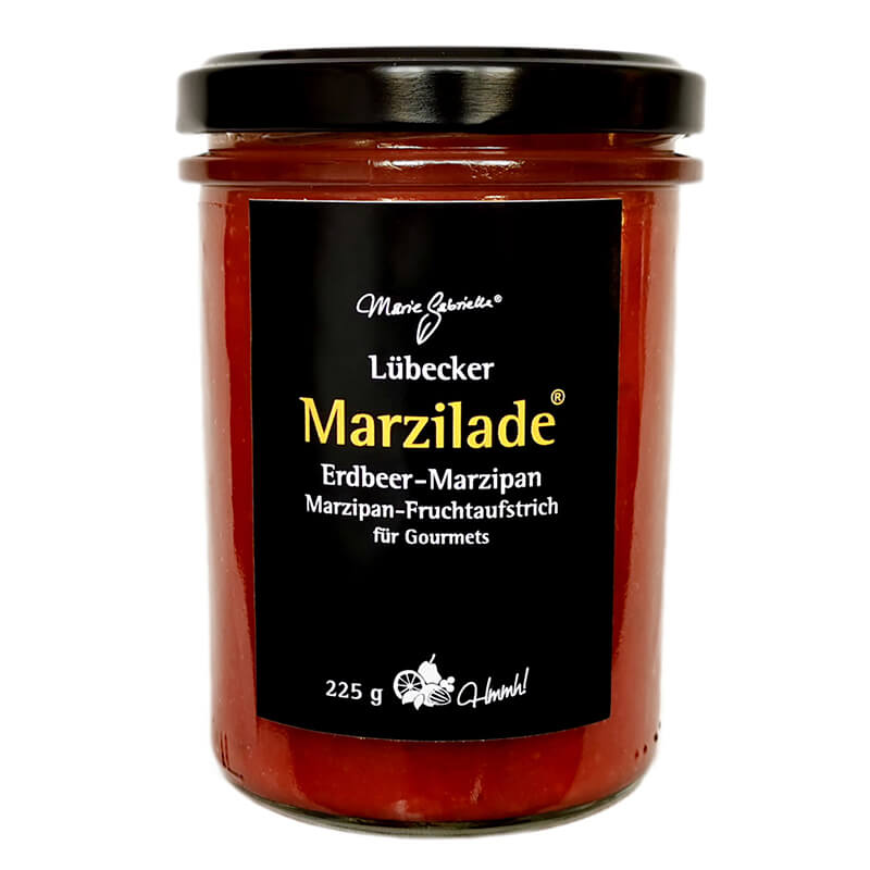 Lübecker Marzilade Erdbeere Fruchtaufstrich für Gourmets, 225 g weitere Ansicht Lübecker Marzilade Erdbeere Fruchtaufstrich für Gourmets, 225 g