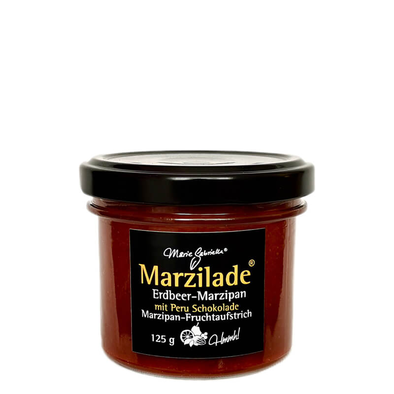 Lübecker Marzilade Erdbeere mit Peru-Schokolade Fruchtaufstrich für Gourmets, 125 g