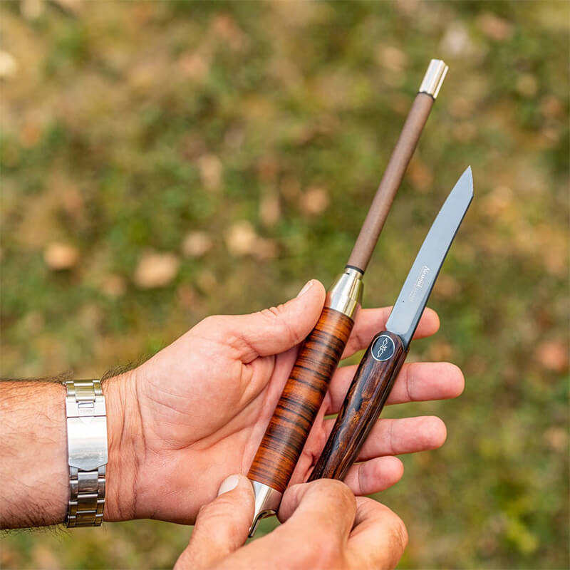 XADR One - handlicher Messerschleifer mit Keramik Ø 20 mm, Griff Palisander Querholz weitere Ansicht XADR One - handlicher Messerschleifer mit Keramik Ø 20 mm, Griff Palisander Querholz