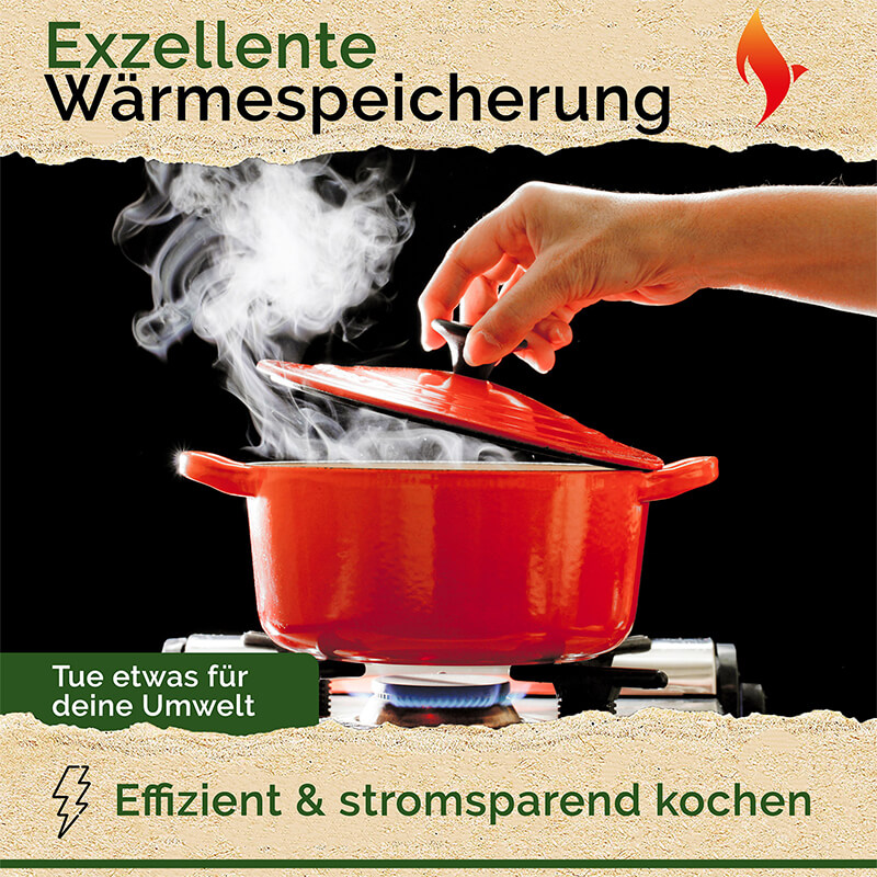 Gusseisen Topf rund mit Emaillebeschichtung - Füllmenge 4,7 l, Ø 26 cm, rot von Funkenflug