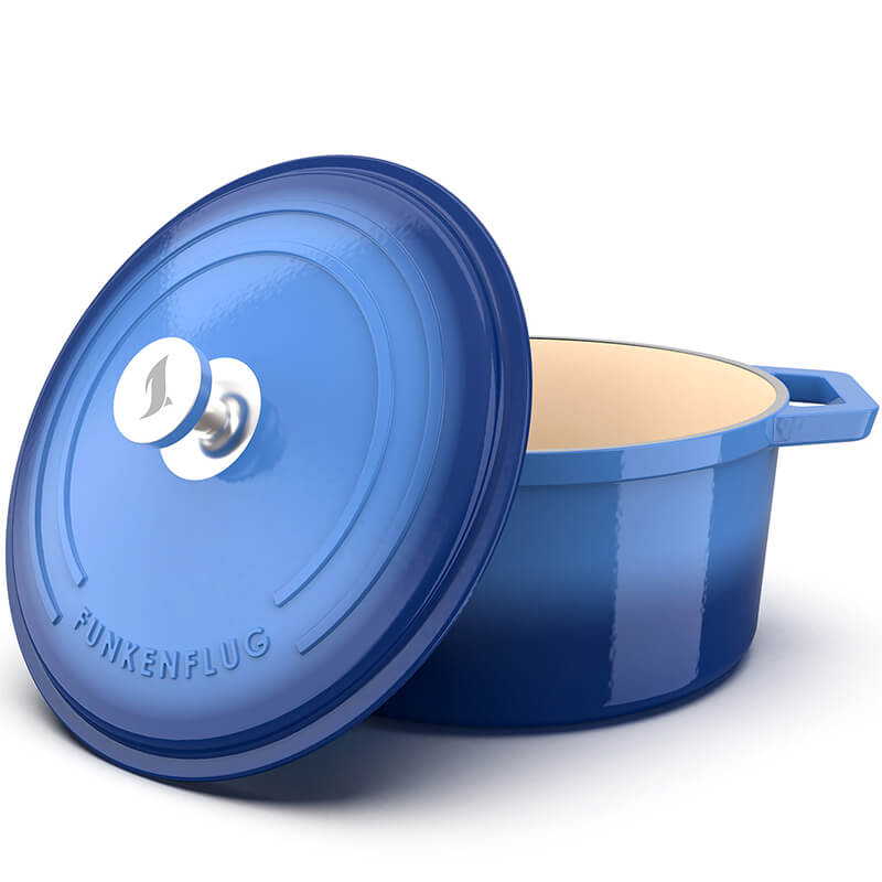 Gusseisen Topf rund mit Emaillebeschichtung - Füllmenge 4,7 l, Ø 26 cm, blau von Funkenflug weitere Ansicht Gusseisen Topf rund mit Emaillebeschichtung - Füllmenge 4,7 l, Ø 26 cm, blau von Funkenflug
