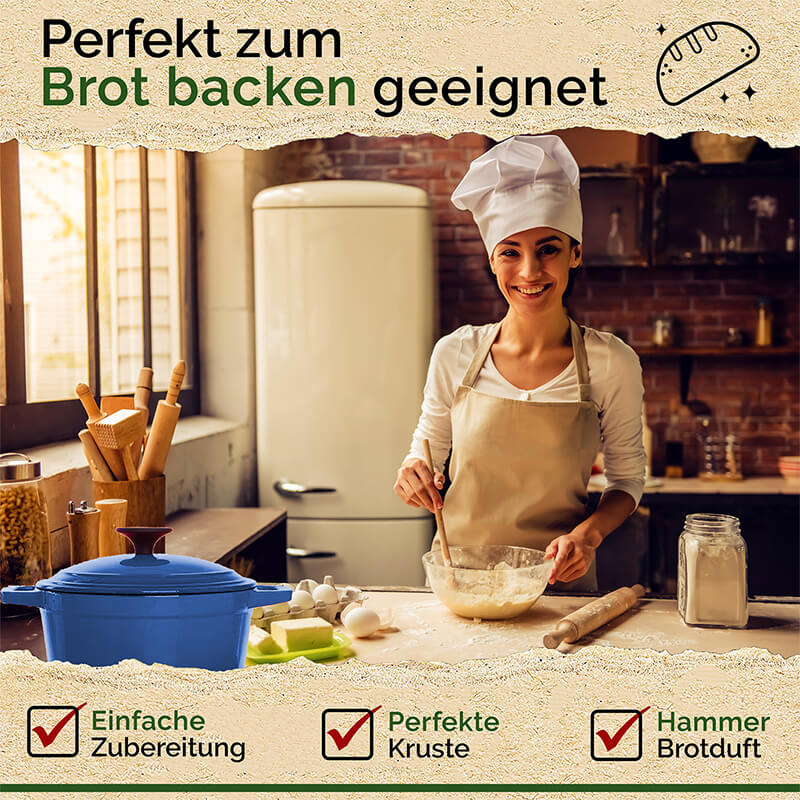 Gusseisen Topf rund mit Emaillebeschichtung - Füllmenge 4,7 l, Ø 26 cm, blau von Funkenflug weitere Ansicht Gusseisen Topf rund mit Emaillebeschichtung - Füllmenge 4,7 l, Ø 26 cm, blau von Funkenflug