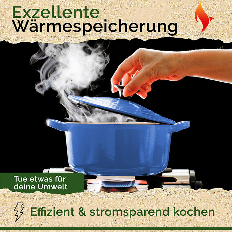 Gusseisen Topf rund mit Emaillebeschichtung - Füllmenge 4,7 l, Ø 26 cm, blau von Funkenflug weitere Ansicht Gusseisen Topf rund mit Emaillebeschichtung - Füllmenge 4,7 l, Ø 26 cm, blau von Funkenflug