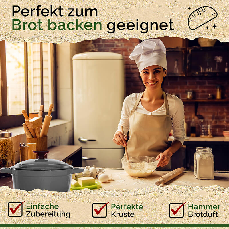 Gusseisen Topf rund mit Emaillebeschichtung - Füllmenge 4,7 l, Ø 26 cm, grau von Funkenflug weitere Ansicht Gusseisen Topf rund mit Emaillebeschichtung - Füllmenge 4,7 l, Ø 26 cm, grau von Funkenflug