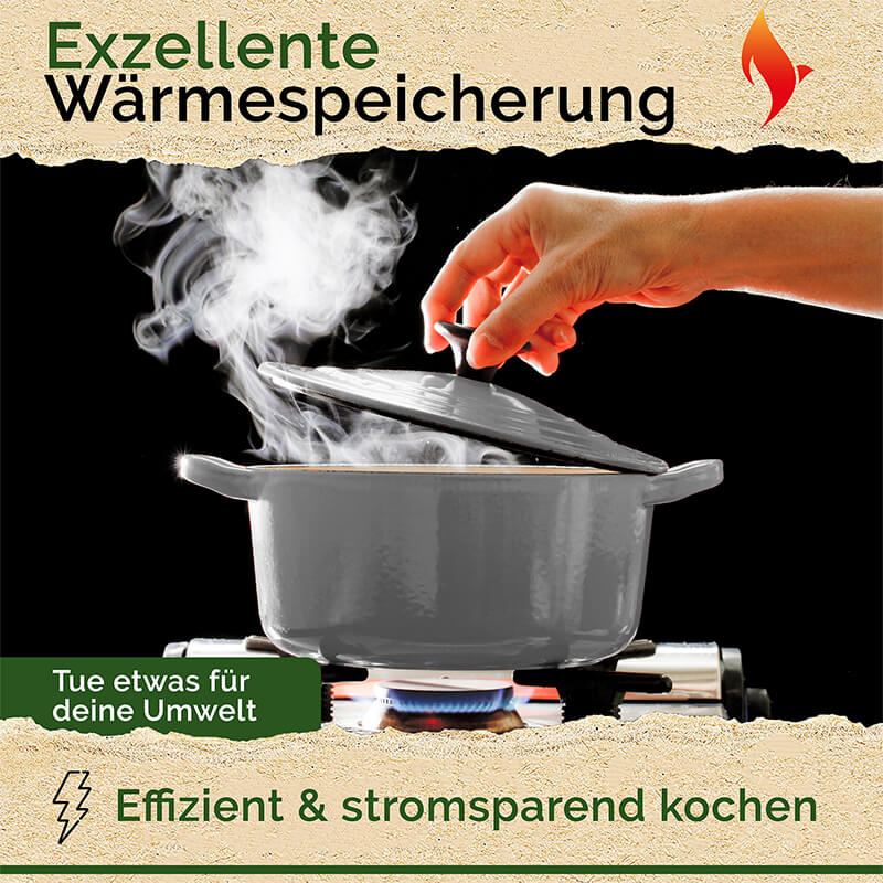Gusseisen Topf rund mit Emaillebeschichtung - Füllmenge 4,7 l, Ø 26 cm, grau von Funkenflug weitere Ansicht Gusseisen Topf rund mit Emaillebeschichtung - Füllmenge 4,7 l, Ø 26 cm, grau von Funkenflug