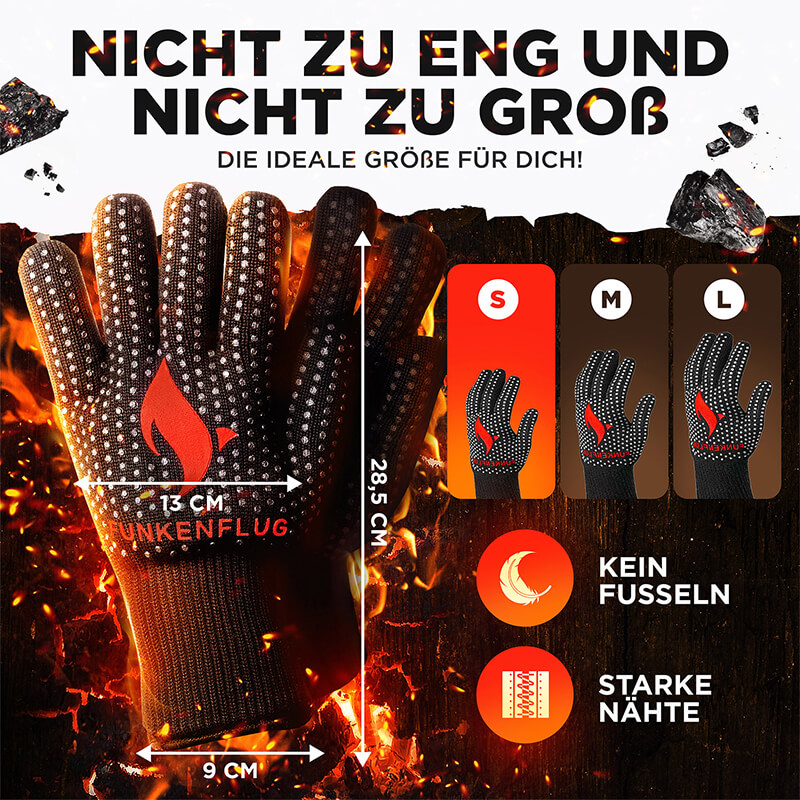Grillhandschuhe Gr. XS/S feuerfest & hitzebeständig von Funkenflug weitere Ansicht Grillhandschuhe Gr. XS/S feuerfest & hitzebeständig von Funkenflug