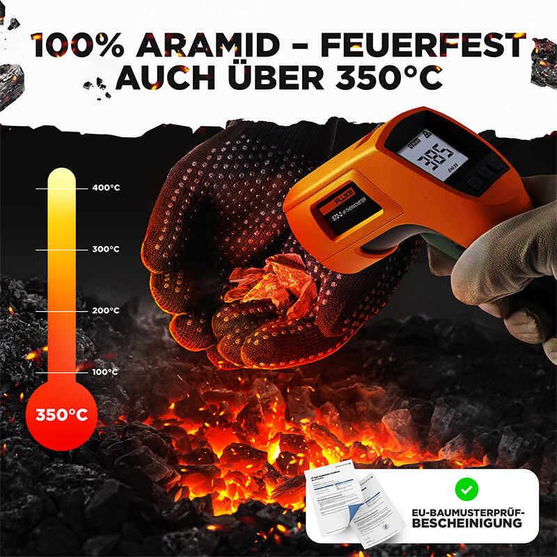 Grillhandschuhe Gr. L/XL feuerfest & hitzebeständig von Funkenflug weitere Ansicht Grillhandschuhe Gr. L/XL feuerfest & hitzebeständig von Funkenflug