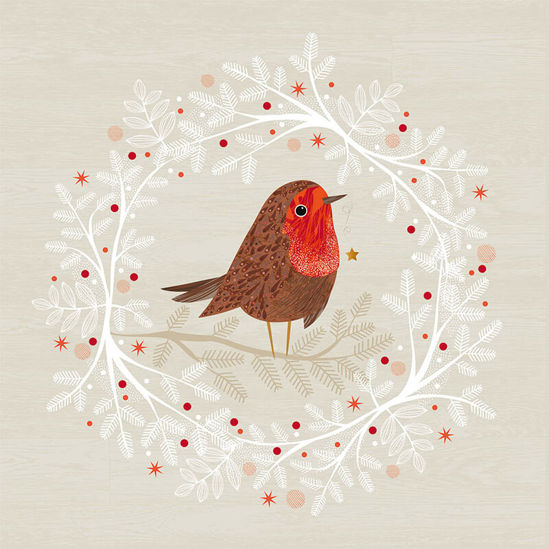 Servietten Robin Wreath 33 x 33 cm von ppd weitere Ansicht Servietten Robin Wreath 33 x 33 cm von ppd