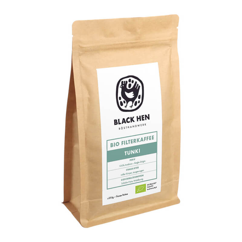 Bio Kaffee Tunki Bohnen von Black Hen, 500 g