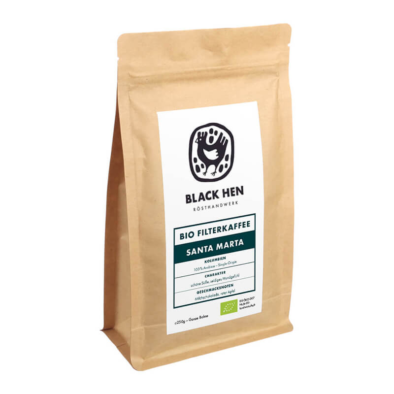 Bio Kaffee Santa Marta Bohnen von Black Hen, 250 g