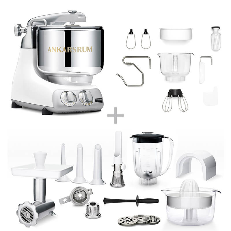 Ankarsrum Küchenmaschine Assistent Deluxe Set, glossy white