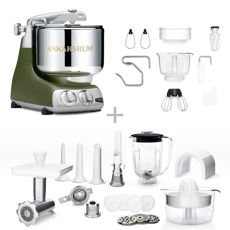 Ankarsrum Küchenmaschine Assistent Deluxe Set, olive green