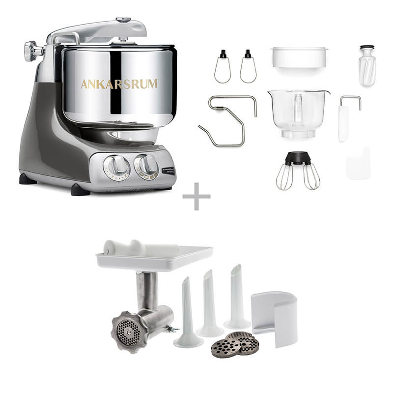 Ankarsrum Küchenmaschine Assistent inkl. Fleischwolf Set, black chrome weitere Ansicht Ankarsrum Küchenmaschine Assistent inkl. Fleischwolf Set, black chrome