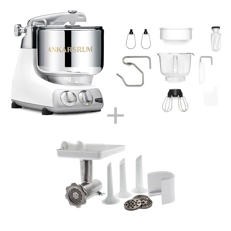 Ankarsrum Küchenmaschine Assistent inkl. Fleischwolf Set, glossy white weitere Ansicht Ankarsrum Küchenmaschine Assistent inkl. Fleischwolf Set, glossy white