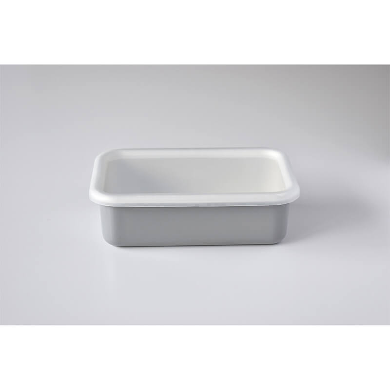 Emaille-Vorratsdose Color Line grau mit Deckel, Größe M - 18 x 12 x 6 cm von Honey Ware