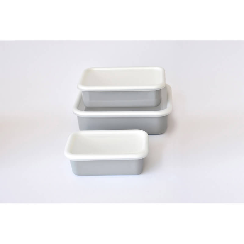 Emaille-Vorratsdose Color Line grau mit Deckel, Größe M - 18 x 12 x 6 cm von Honey Ware