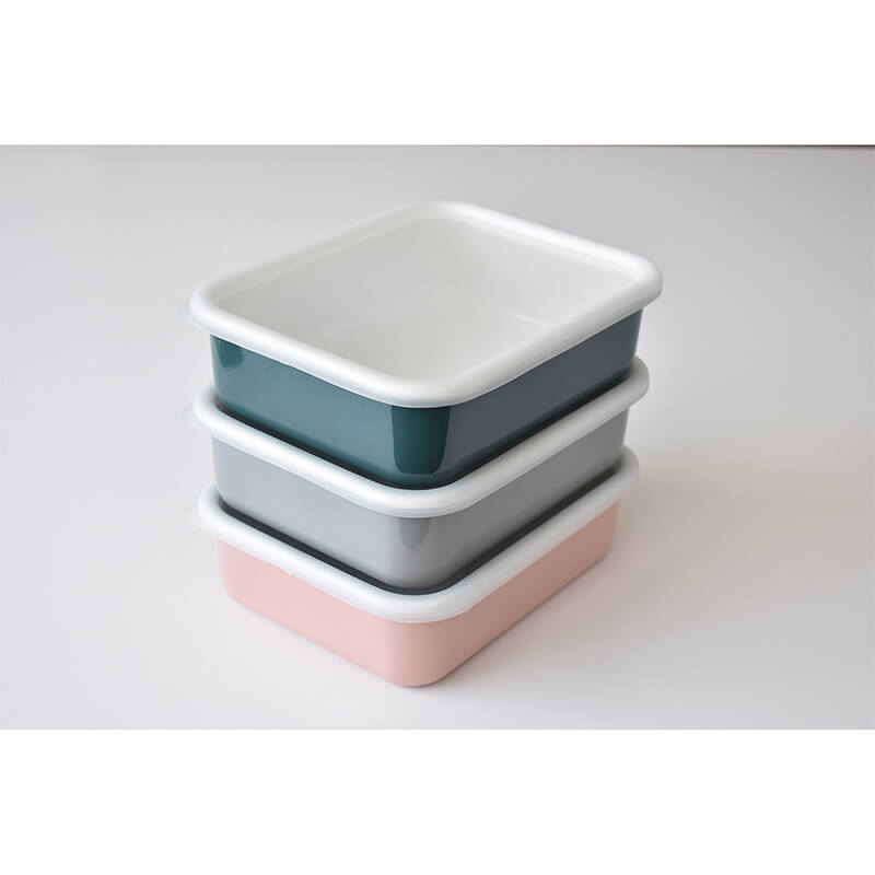 Emaille-Vorratsdose Color Line grau mit Deckel, Größe L - 20 x 16 x 6,5 cm von Honey Ware weitere Ansicht Emaille-Vorratsdose Color Line grau mit Deckel, Größe L - 20 x 16 x 6,5 cm von Honey Ware