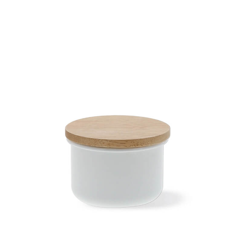 Emaille-Vorratsdose mit hochwertigen Holzdeckel,  0,42 l - 10 x 7 cm von Honey Ware