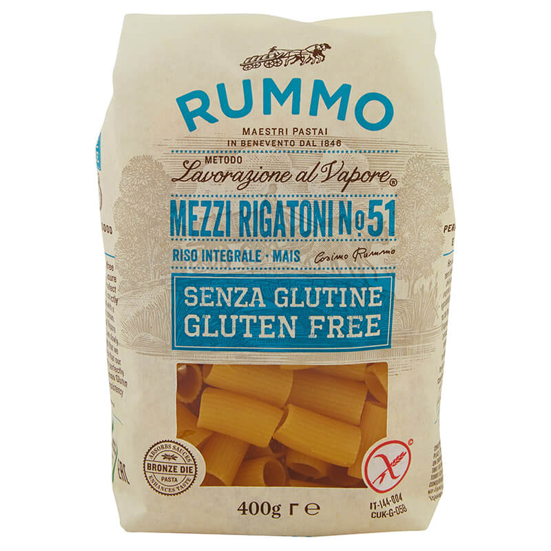 Rummo Mezzi Rigatoni N° 51 glutenfreie Nudeln aus Mais & Reis, 400 g weitere Ansicht Rummo Mezzi Rigatoni N° 51 glutenfreie Nudeln aus Mais & Reis, 400 g