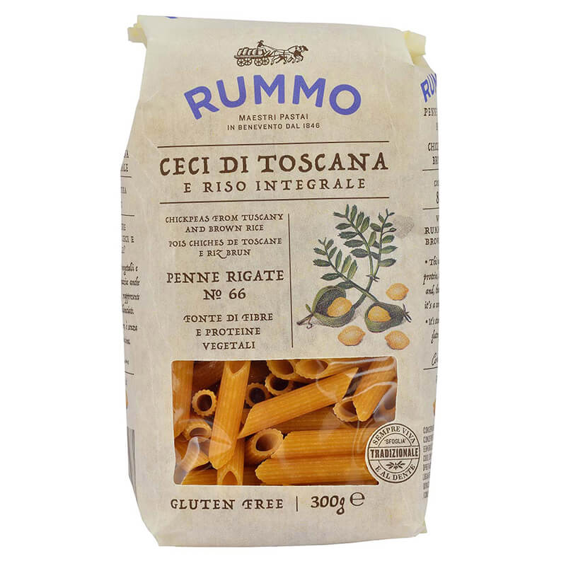 Rummo Penne Rigate N° 66 glutenfreie Nudeln aus Kichererbsen & Reis, 300 g