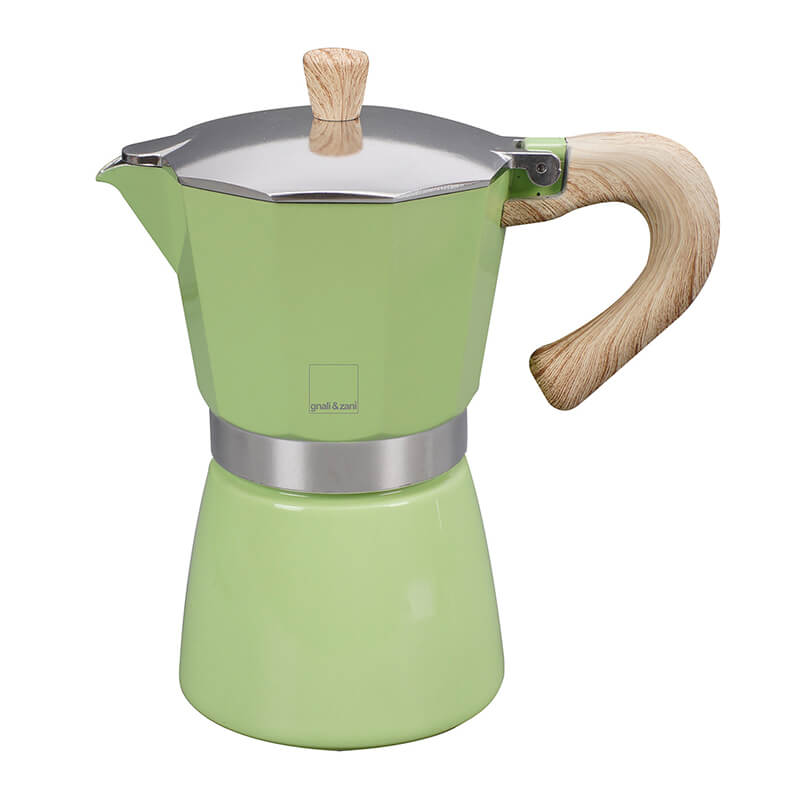 Espressokocher Venezia aus Aluminium für 6 Tassen, grün von gnali & zani weitere Ansicht Espressokocher Venezia aus Aluminium für 6 Tassen, grün von gnali & zani