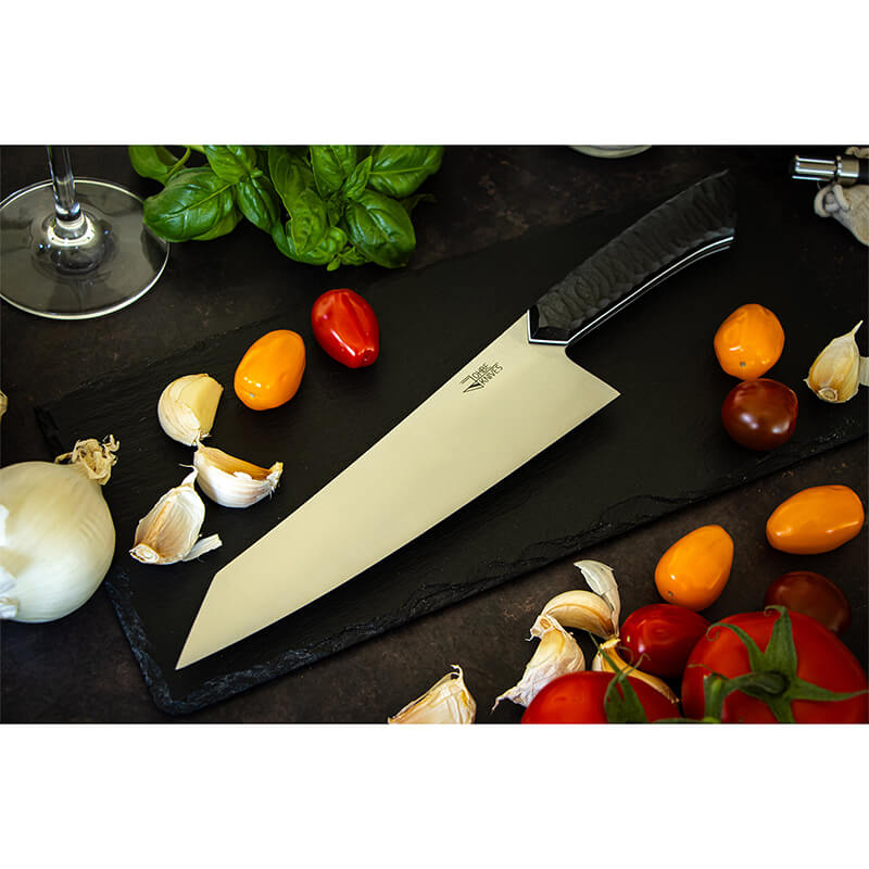 Santokumesser RAW-Edition von JOHBE Knives, Griff Schwarz, rostfrei weitere Ansicht Santokumesser RAW-Edition von JOHBE Knives, Griff Schwarz, rostfrei