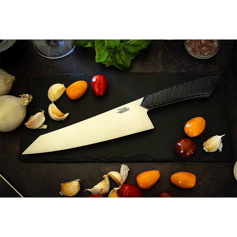 Santokumesser RAW-Edition von JOHBE Knives, Griff Schwarz, rostfrei weitere Ansicht Santokumesser RAW-Edition von JOHBE Knives, Griff Schwarz, rostfrei
