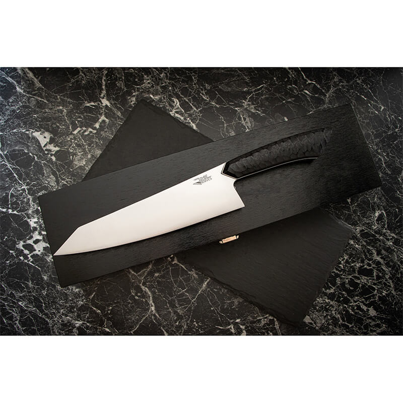Santokumesser RAW-Edition von JOHBE Knives, Griff Schwarz, rostfrei weitere Ansicht Santokumesser RAW-Edition von JOHBE Knives, Griff Schwarz, rostfrei