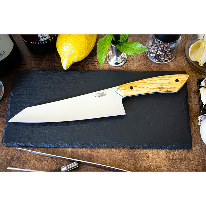 Santokumesser RAW-Edition von JOHBE Knives, Griff Olivenholz, rostfrei weitere Ansicht Santokumesser RAW-Edition von JOHBE Knives, Griff Olivenholz, rostfrei