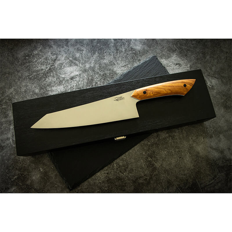 Santokumesser RAW-Edition von JOHBE Knives, Griff Olivenholz, rostfrei weitere Ansicht Santokumesser RAW-Edition von JOHBE Knives, Griff Olivenholz, rostfrei