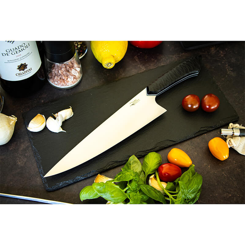 Kochmesser RAW-Edition von JOHBE Knives, Griff Schwarz, rostfrei weitere Ansicht Kochmesser RAW-Edition von JOHBE Knives, Griff Schwarz, rostfrei