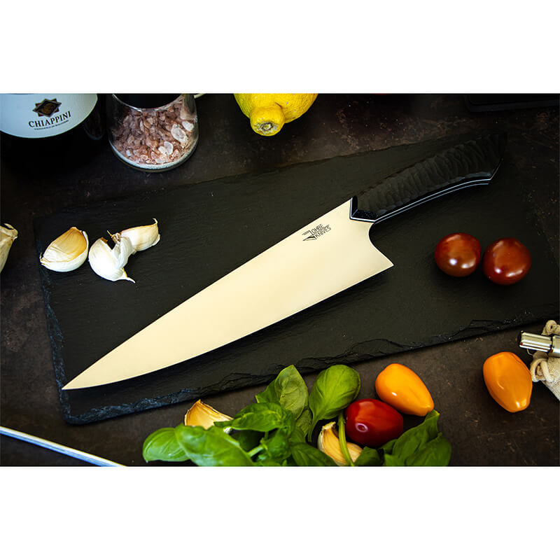 Kochmesser RAW-Edition von JOHBE Knives, Griff Schwarz, rostfrei weitere Ansicht Kochmesser RAW-Edition von JOHBE Knives, Griff Schwarz, rostfrei