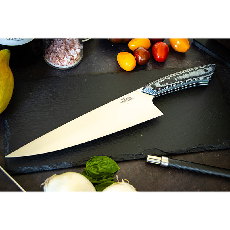 Kochmesser RAW-Edition von JOHBE Knives, Griff Schwarz-Grau, rostfrei weitere Ansicht Kochmesser RAW-Edition von JOHBE Knives, Griff Schwarz-Grau, rostfrei