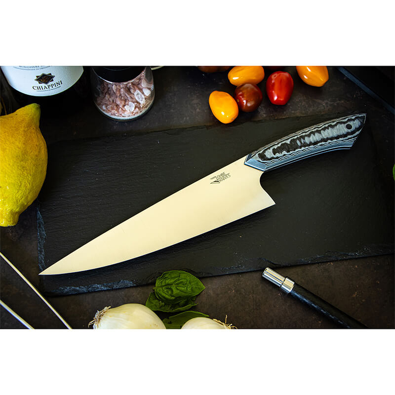 Kochmesser RAW-Edition von JOHBE Knives, Griff Schwarz-Grau, rostfrei weitere Ansicht Kochmesser RAW-Edition von JOHBE Knives, Griff Schwarz-Grau, rostfrei