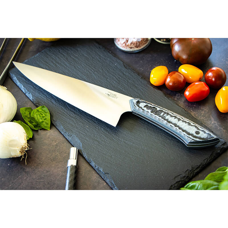 Kochmesser RAW-Edition von JOHBE Knives, Griff Schwarz-Grau, rostfrei weitere Ansicht Kochmesser RAW-Edition von JOHBE Knives, Griff Schwarz-Grau, rostfrei