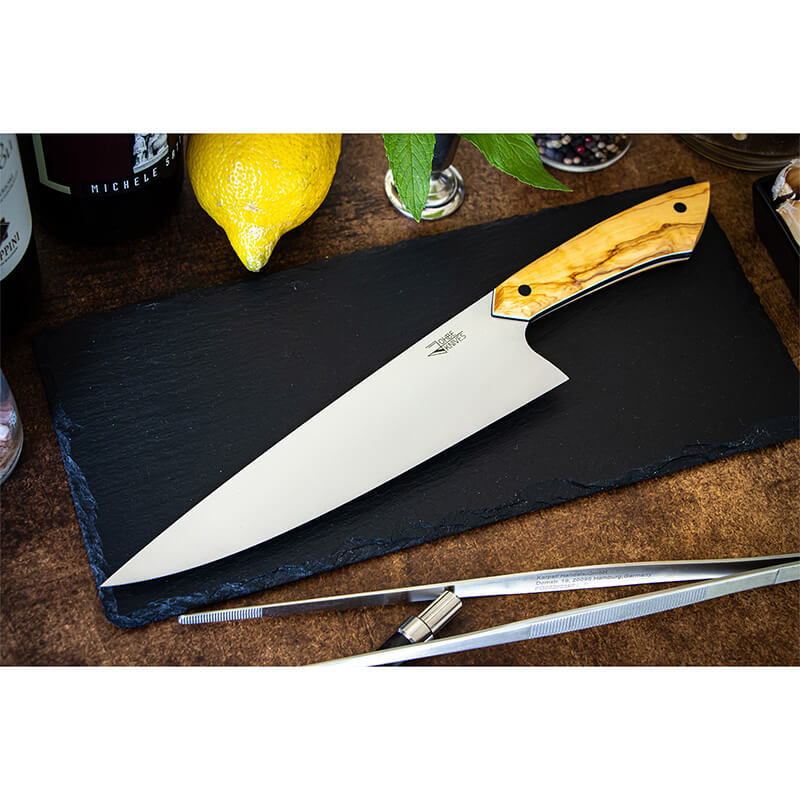 Kochmesser RAW-Edition von JOHBE Knives, Griff Olivenholz, rostfrei weitere Ansicht Kochmesser RAW-Edition von JOHBE Knives, Griff Olivenholz, rostfrei