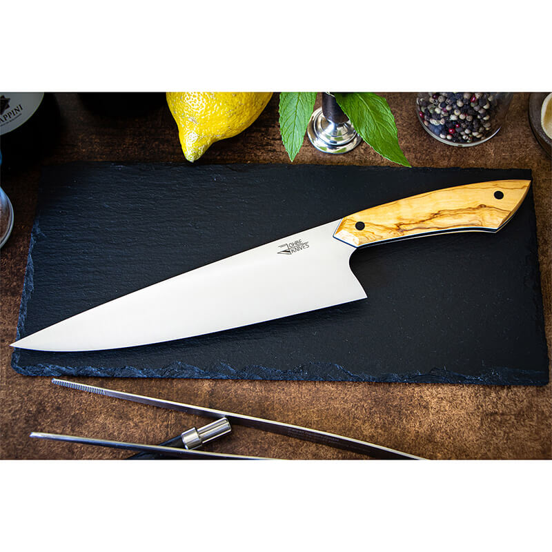 Kochmesser RAW-Edition von JOHBE Knives, Griff Olivenholz, rostfrei weitere Ansicht Kochmesser RAW-Edition von JOHBE Knives, Griff Olivenholz, rostfrei