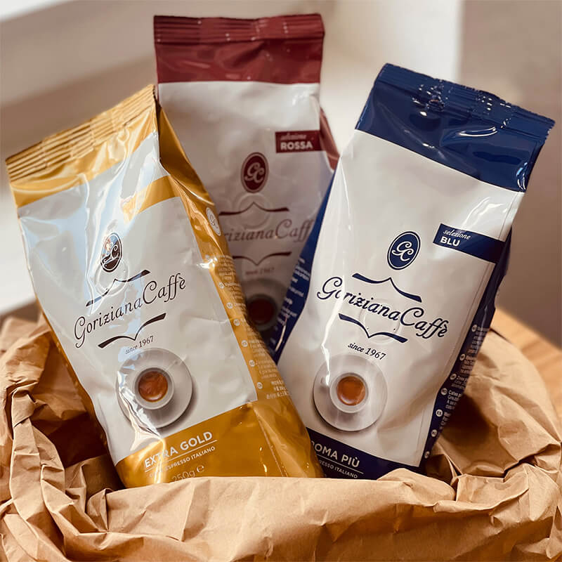 Espresso Bohnen Probierpaket von Goriziana, 3 x 250 g
