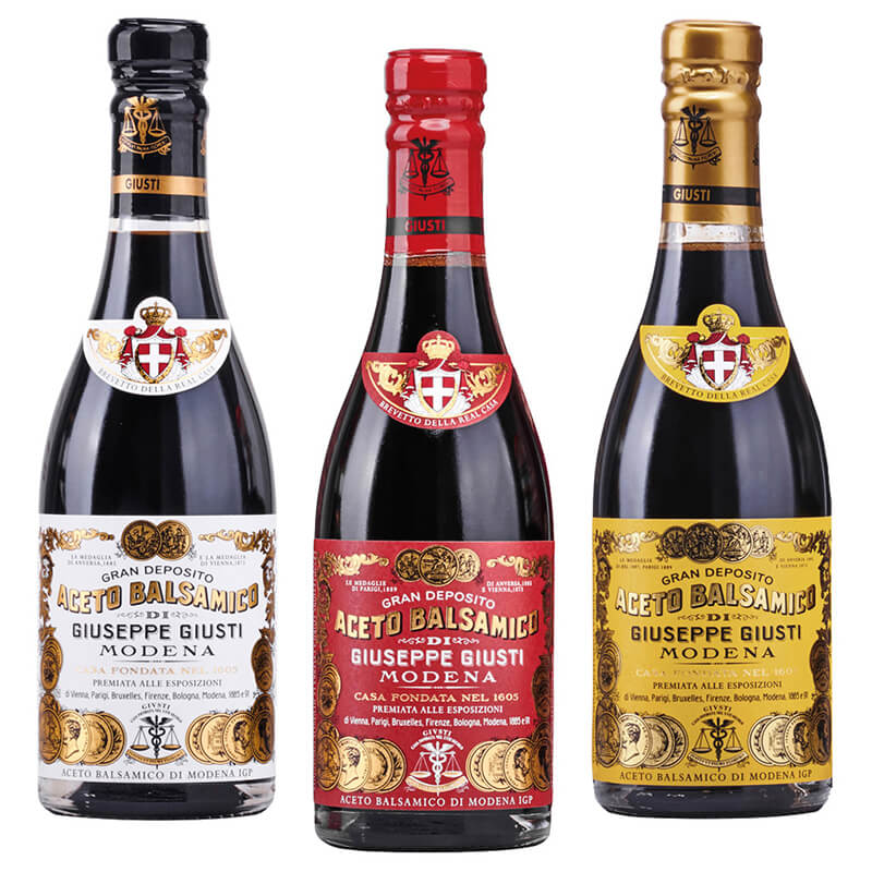 3er Aceto Balsamico Probierpaket von Guiseppe Giusti, 3 x 250 ml weitere Ansicht 3er Aceto Balsamico Probierpaket von Guiseppe Giusti, 3 x 250 ml
